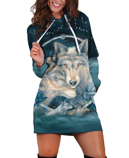 Lovely Wolves Hoodie Dress