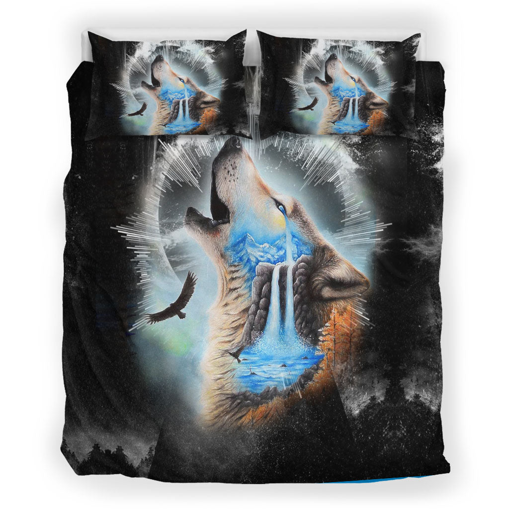 Native Wolf Bedding Set