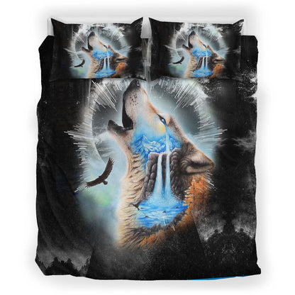 Native Wolf Bedding Set