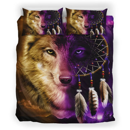 Native Two-Color Wolf Bedding Set