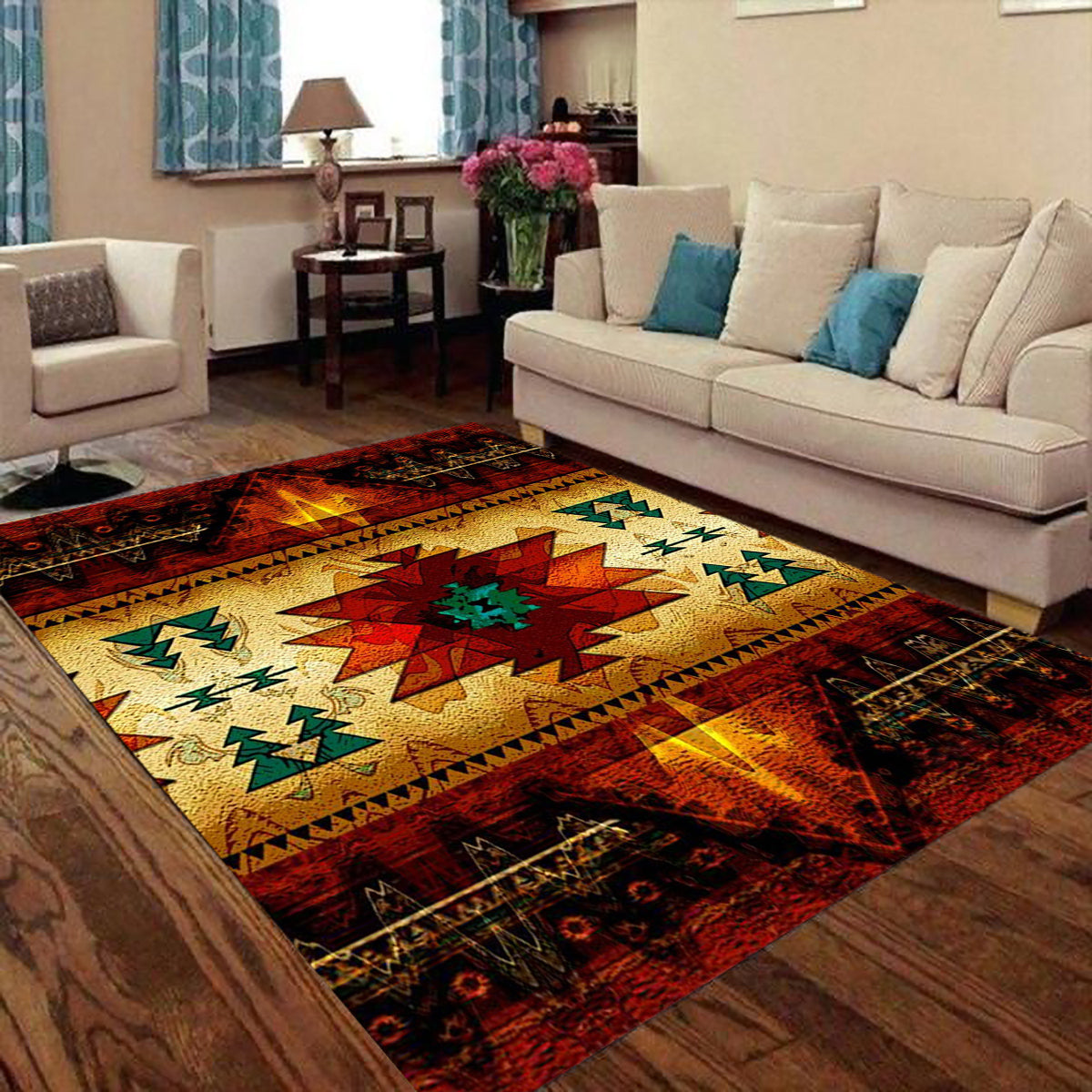 United Tribes Brown Design Native American Area Rug WCS - Native ...