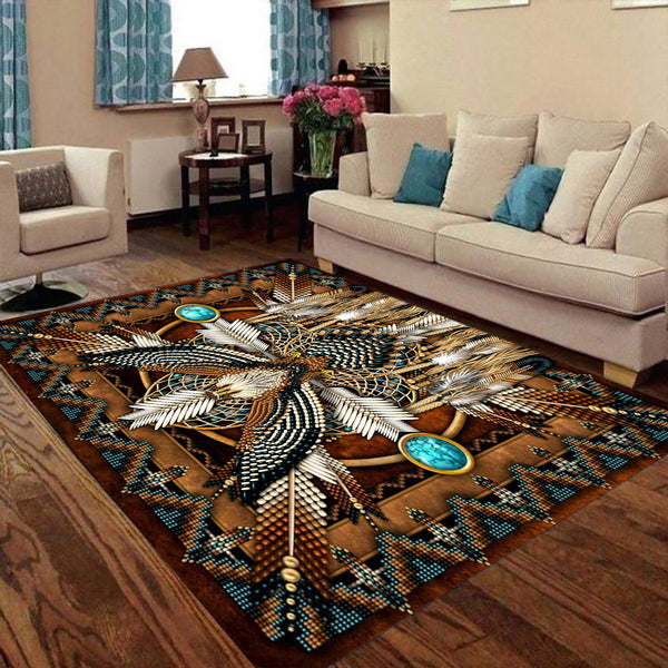 Bald Eagle Runner Rug - 3x12 Feet, Washable, Non-Slip Backing, Southwestern Tribal Design For Hallway, Kitchen