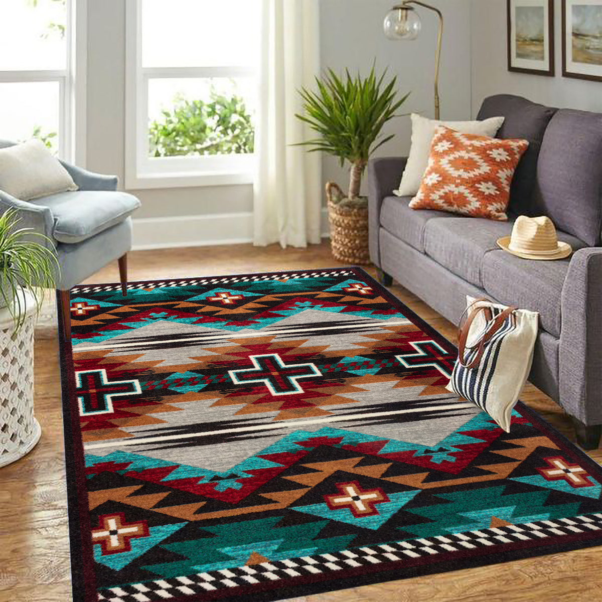 White Native Rugs Native American Style Rug WCS - Native Heritage Store