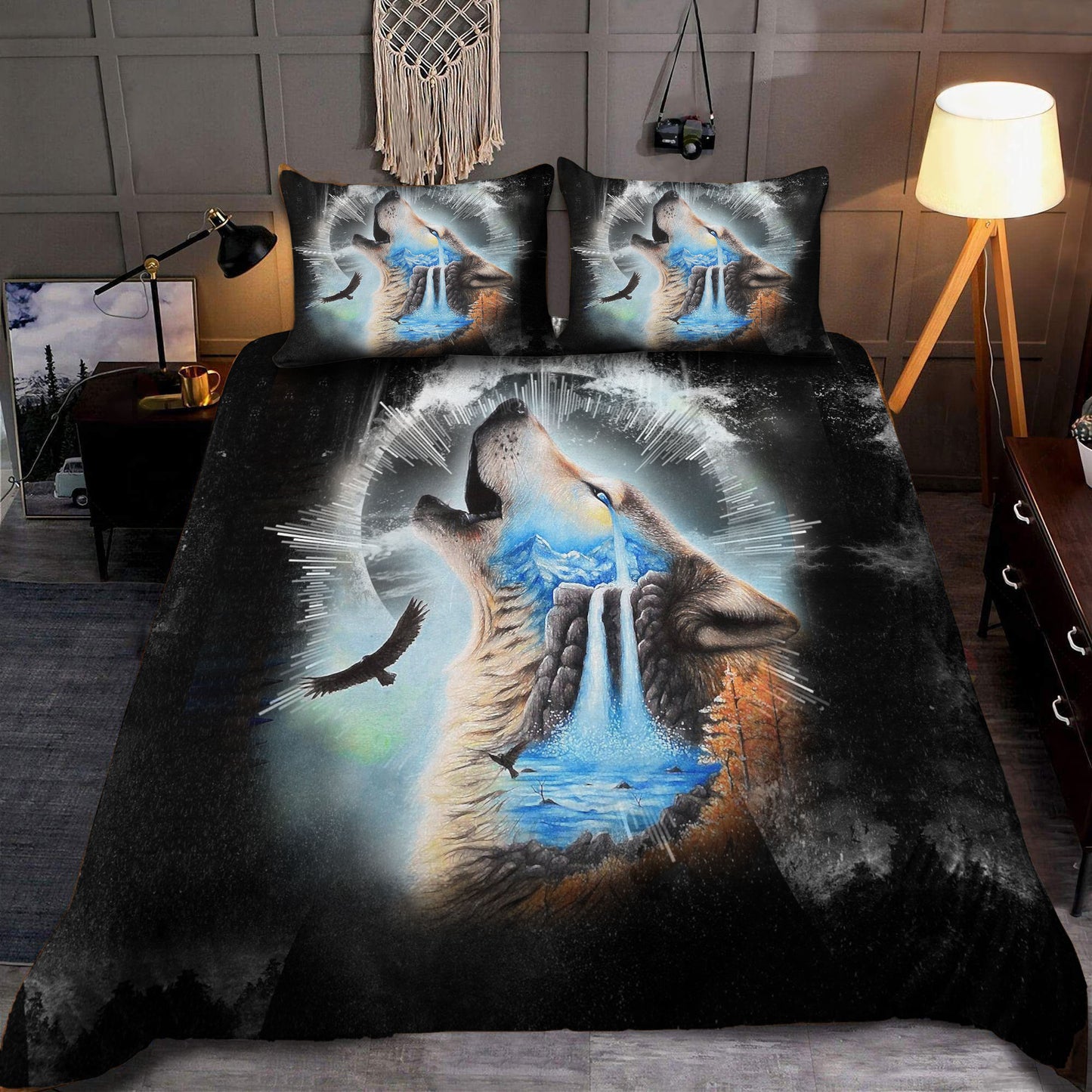 Native Wolf Bedding Set