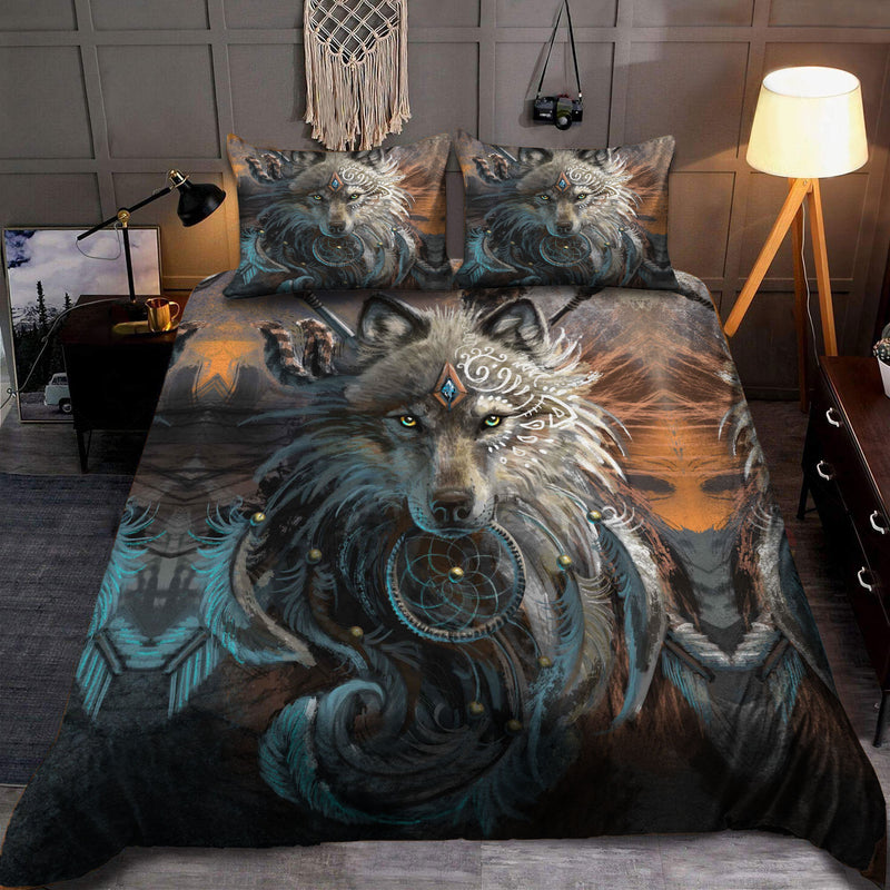 Native Wolf Face Bedding Set