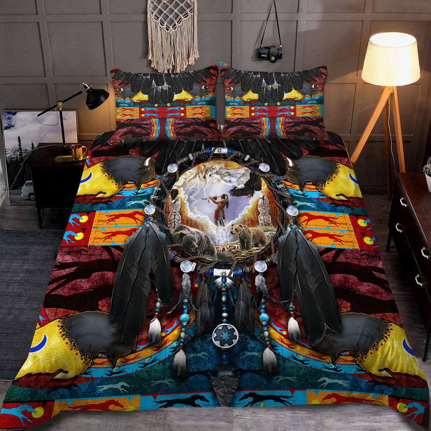 Native Wolf Dreamcatcher Bedding Set