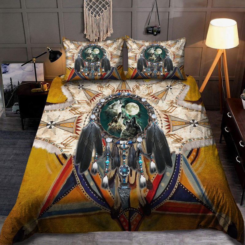 Native Three Wolves Bedding Set