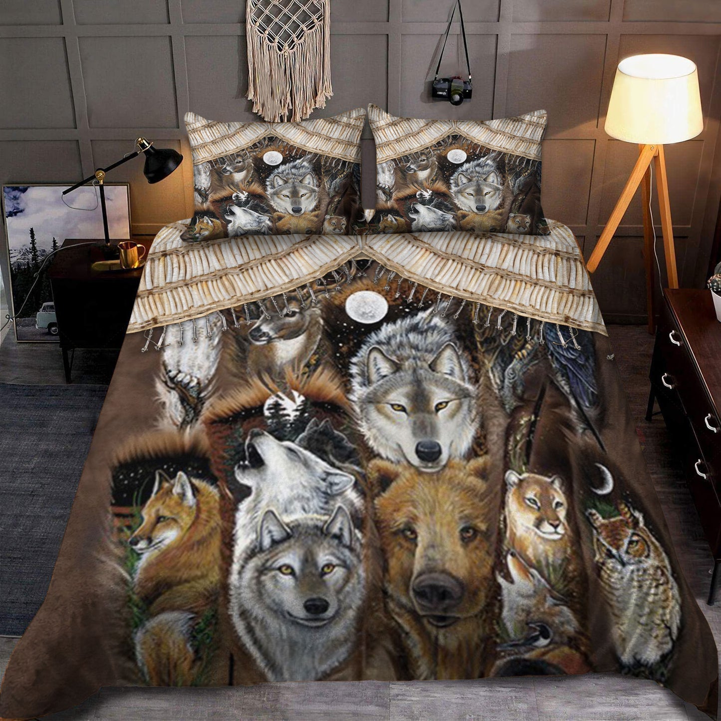 Native Wolf Bedding Set
