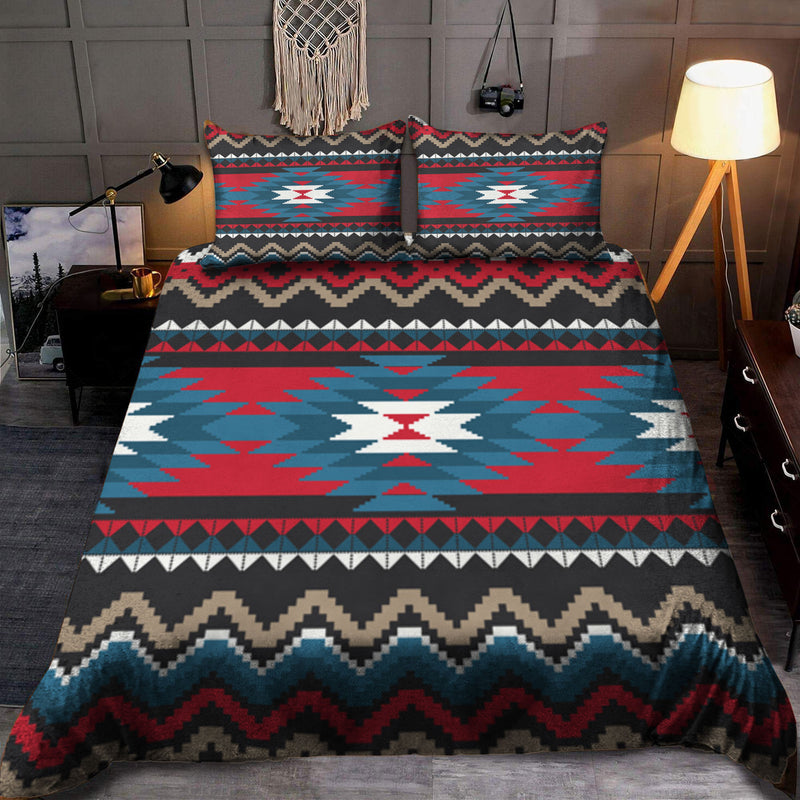 Red Blue Native Pattern Bedding Set