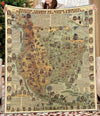 562 Native Tribes of North America Map Fleece Blanket Premium