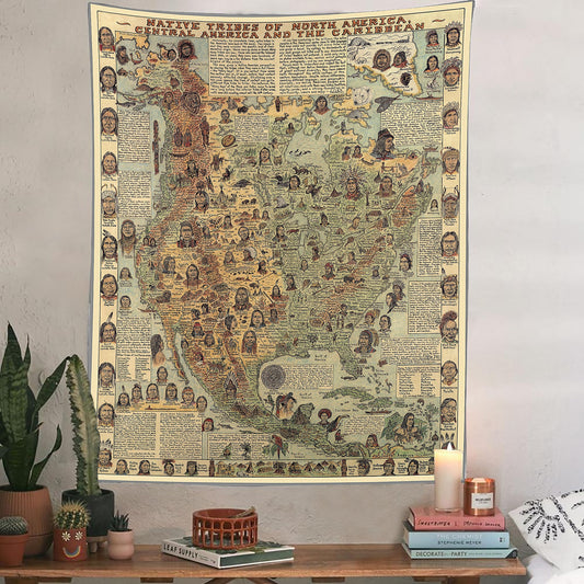 562 Native Tribes of North America Map Fleece Blanket Premium