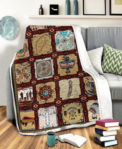 Indigenous Cultural Symbols Fleece Blanket