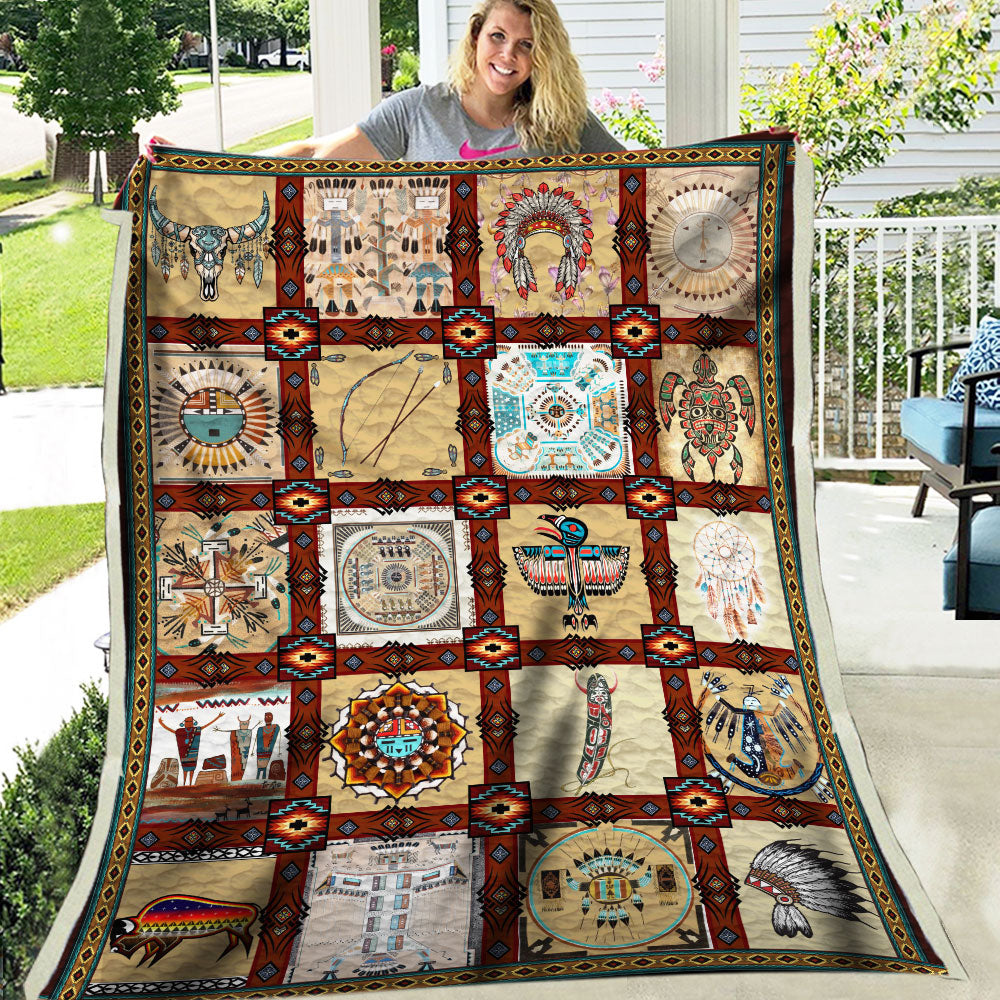 Indigenous Cultural Symbols Fleece Blanket