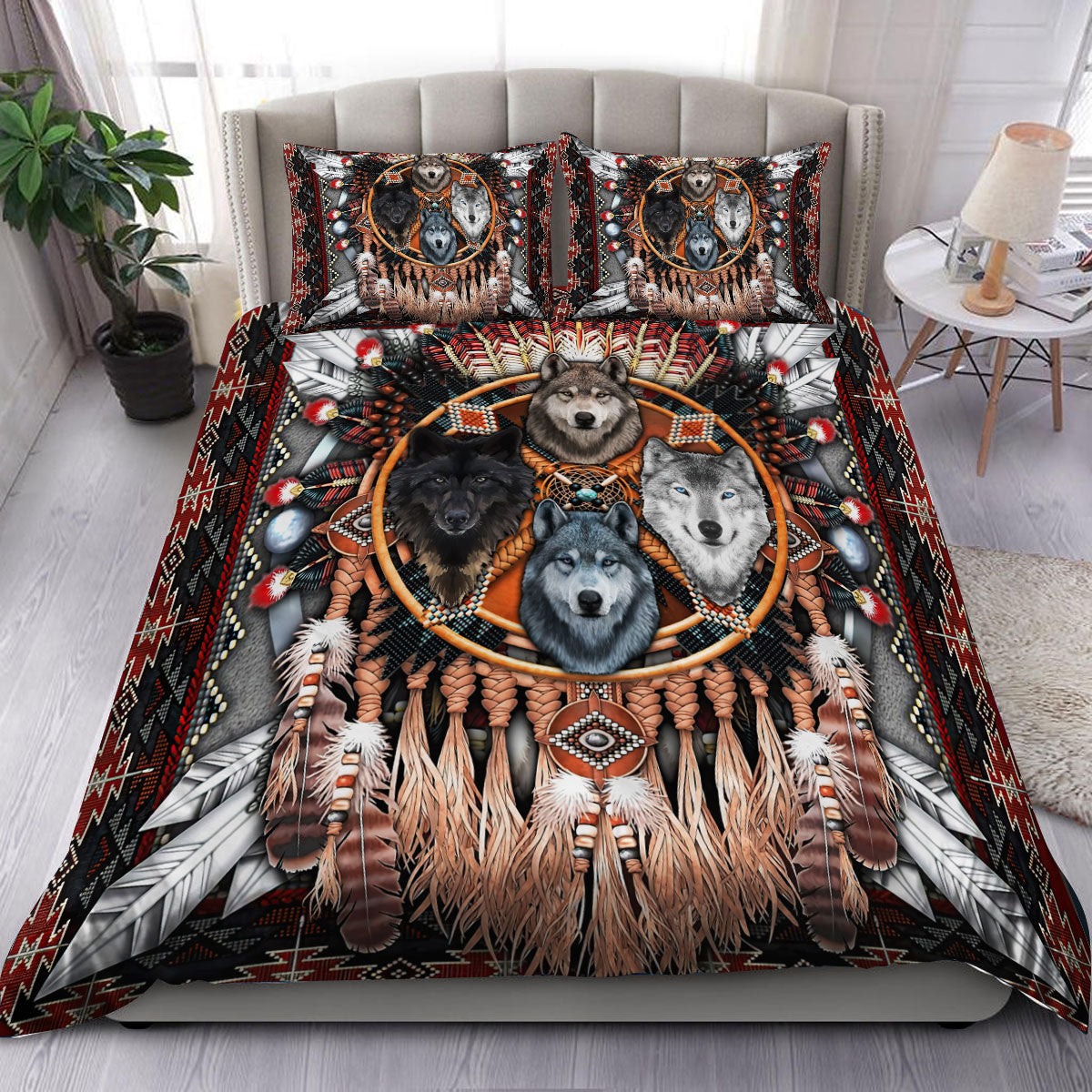 Wolf Native American Bedding Set