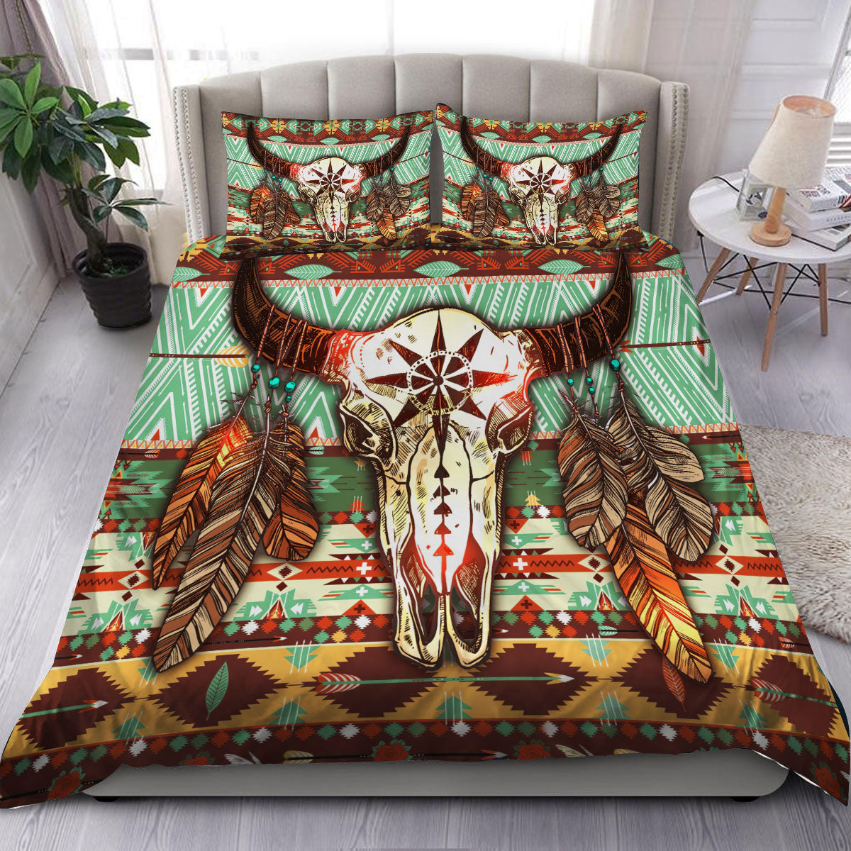 Buffalo Pattern Native American Bedding Set