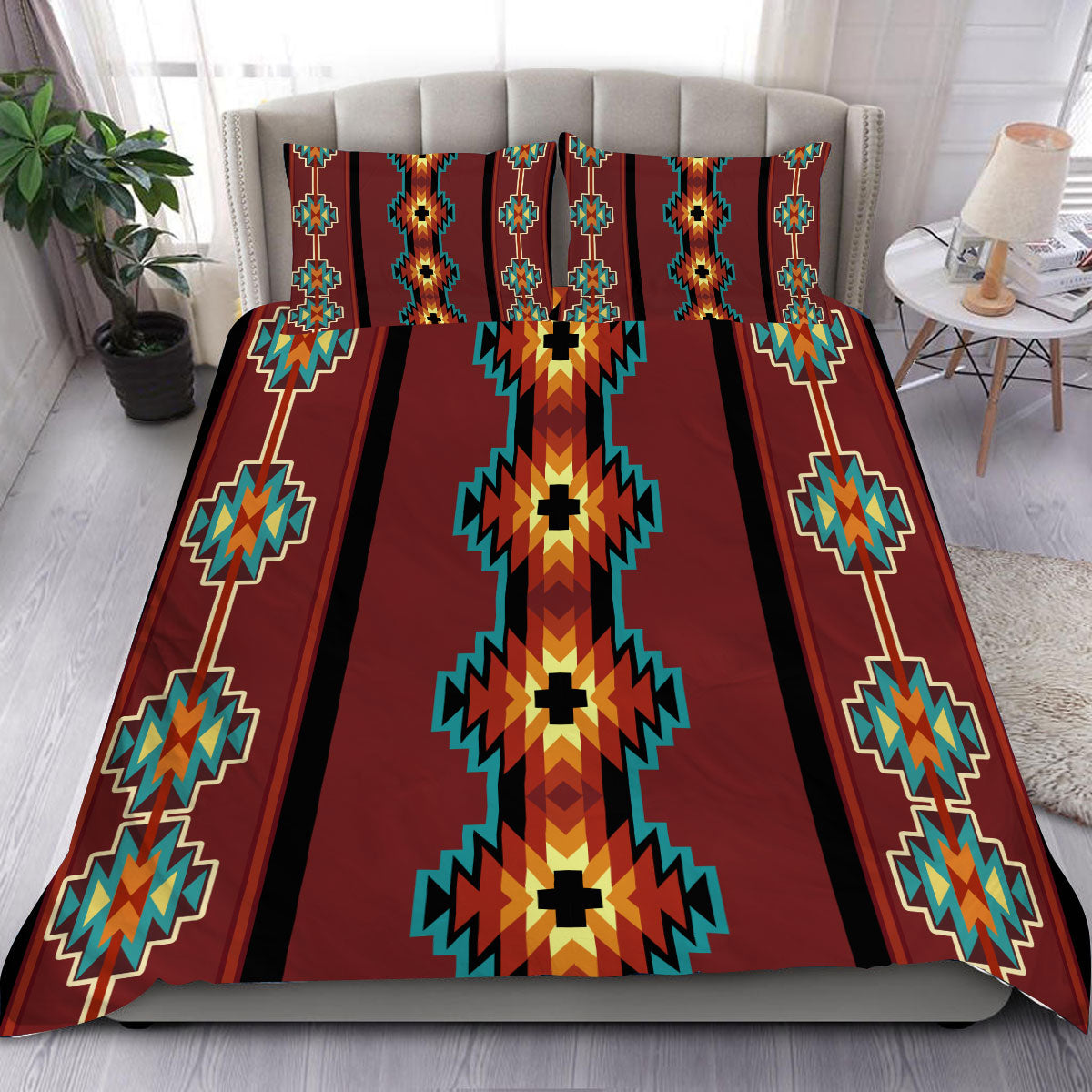 Brown Native Pattern Bedding Set