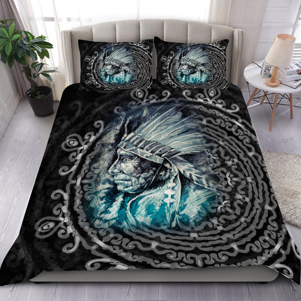 Native Turquoise Motifs Bedding Set