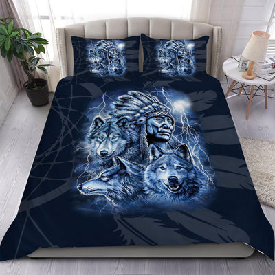 Native Three Wolves Bedding Set