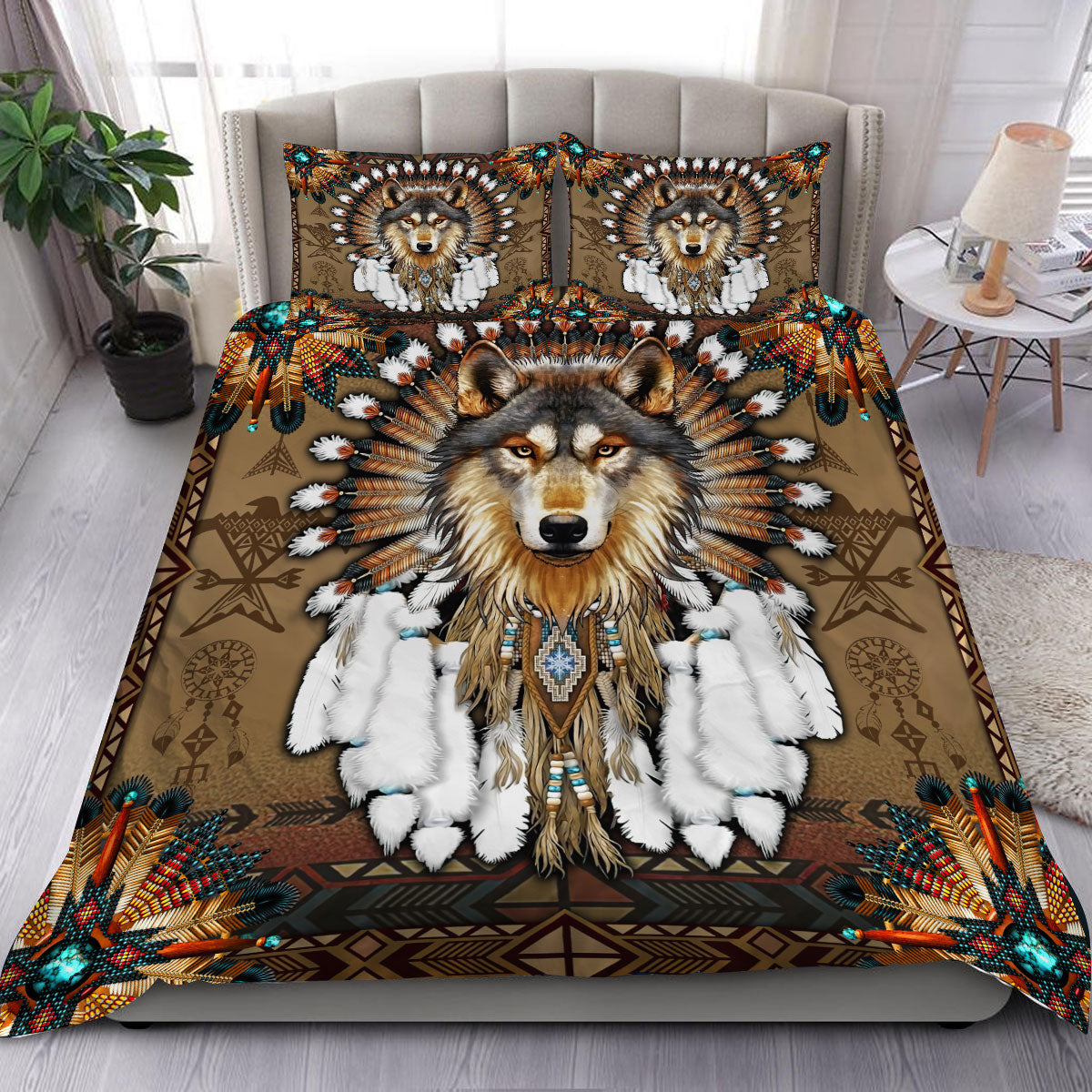 Wolf Native American Bedding Set