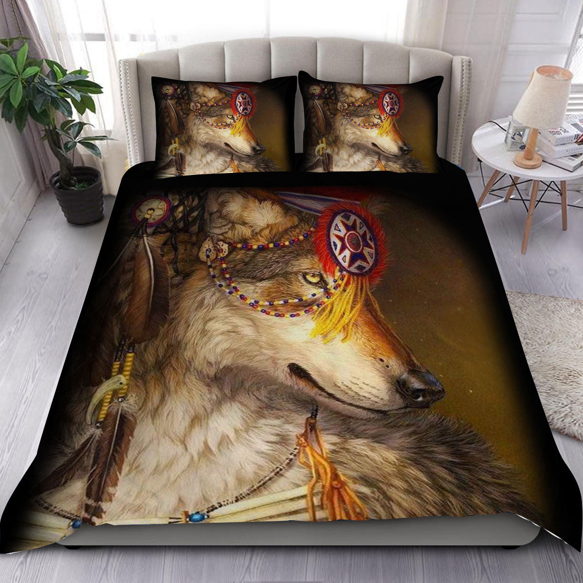 Native Wolf Brown Bedding Set