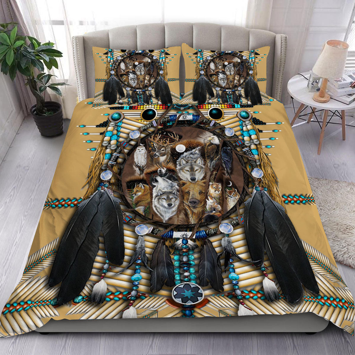 Vignette Printed Wolf Bedding Set