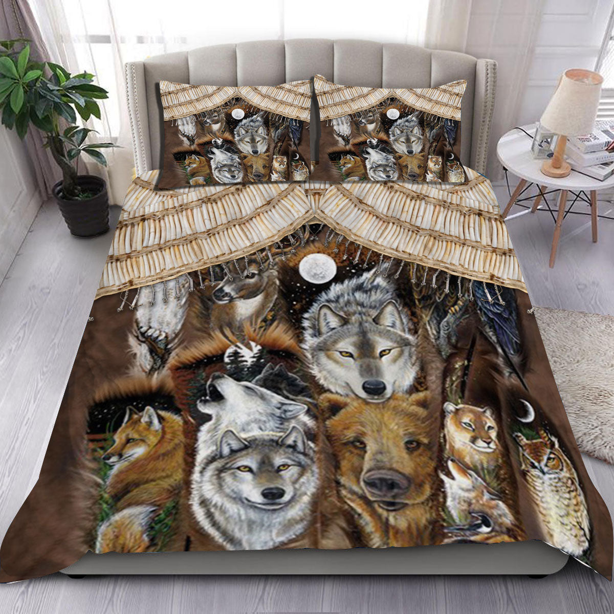 Native Wolf Bedding Set