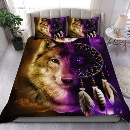Native Two-Color Wolf Bedding Set