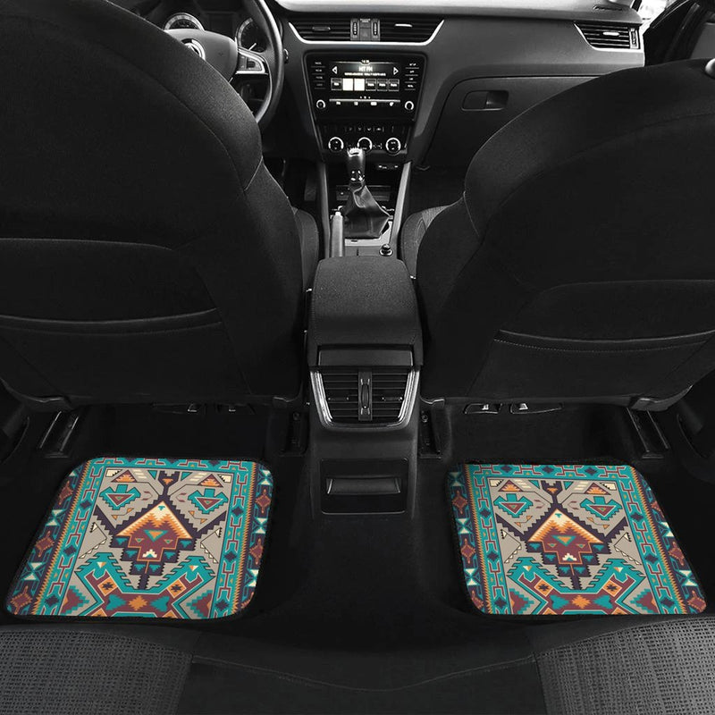 Tribe Blue Pattern Front And Back Car Mats