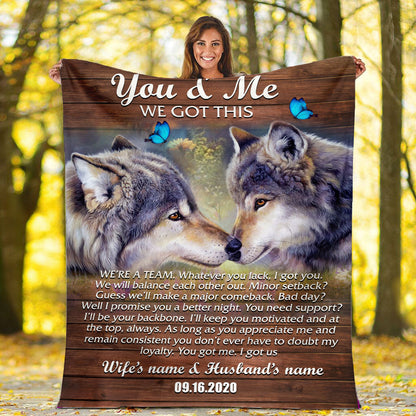Wolf Couple in Love - Personalized Blanket