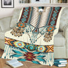 Turiquoise Native Indian Pattern Feather Fleece Blanket