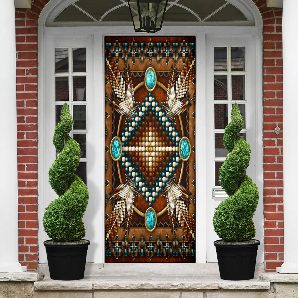 Mandala Brown Native American Door Cover NBD