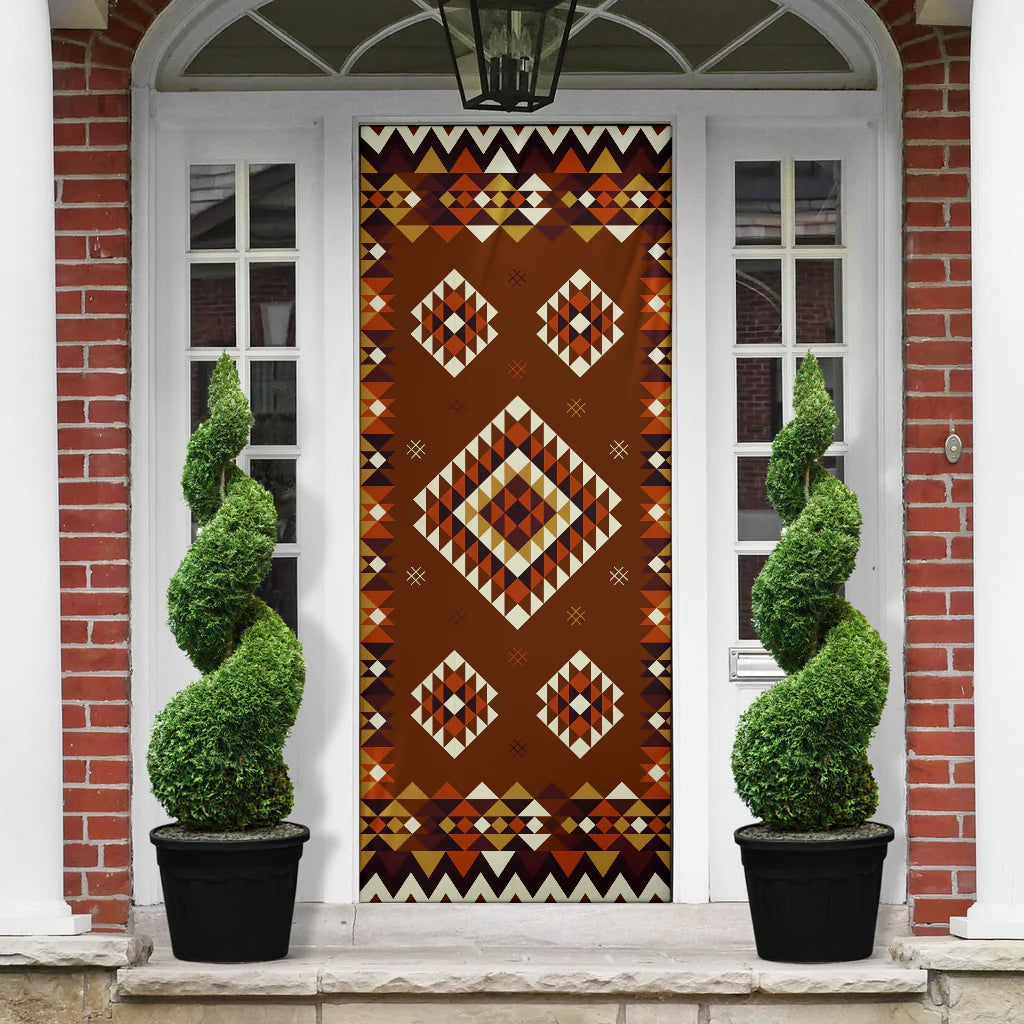 Ethnic Geometric Brown Pattern Door Cover NBD