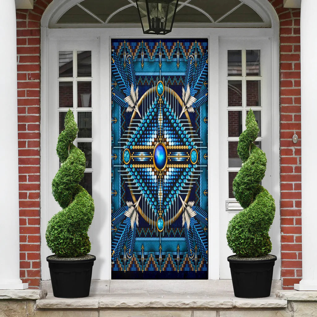 Naumaddic Arts Blue Native American Door Cover NBD