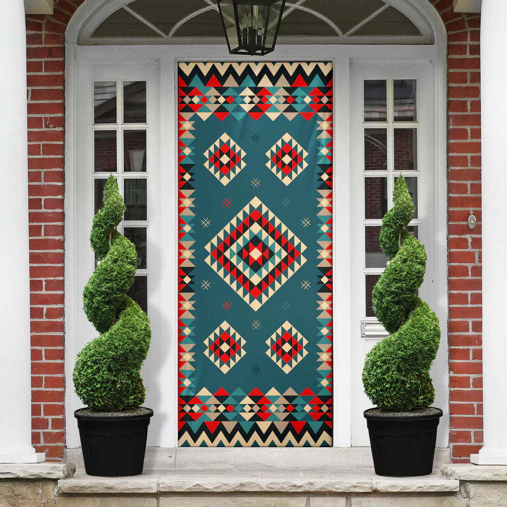 Ethnic Geometric Red Pattern Door Cover NBD