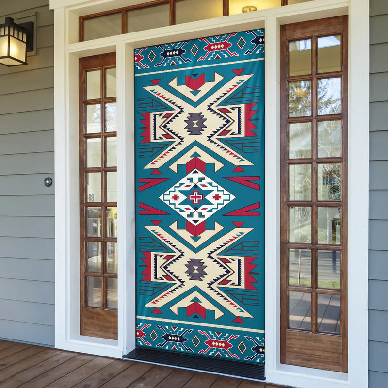 Blue Pink Pattern Native American Door Cover NBD