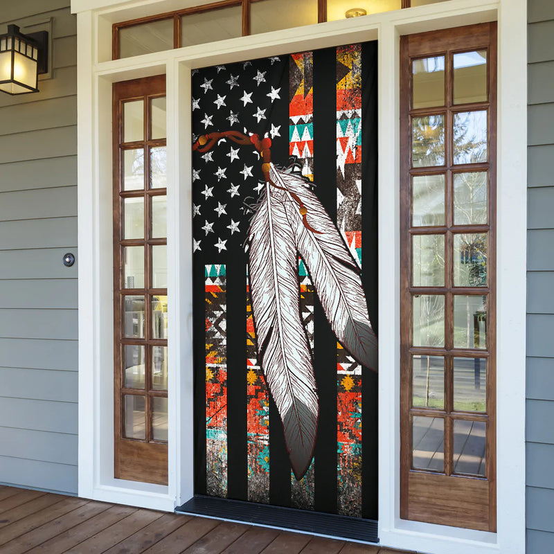 Native American Flag Feather Door Cover NBD