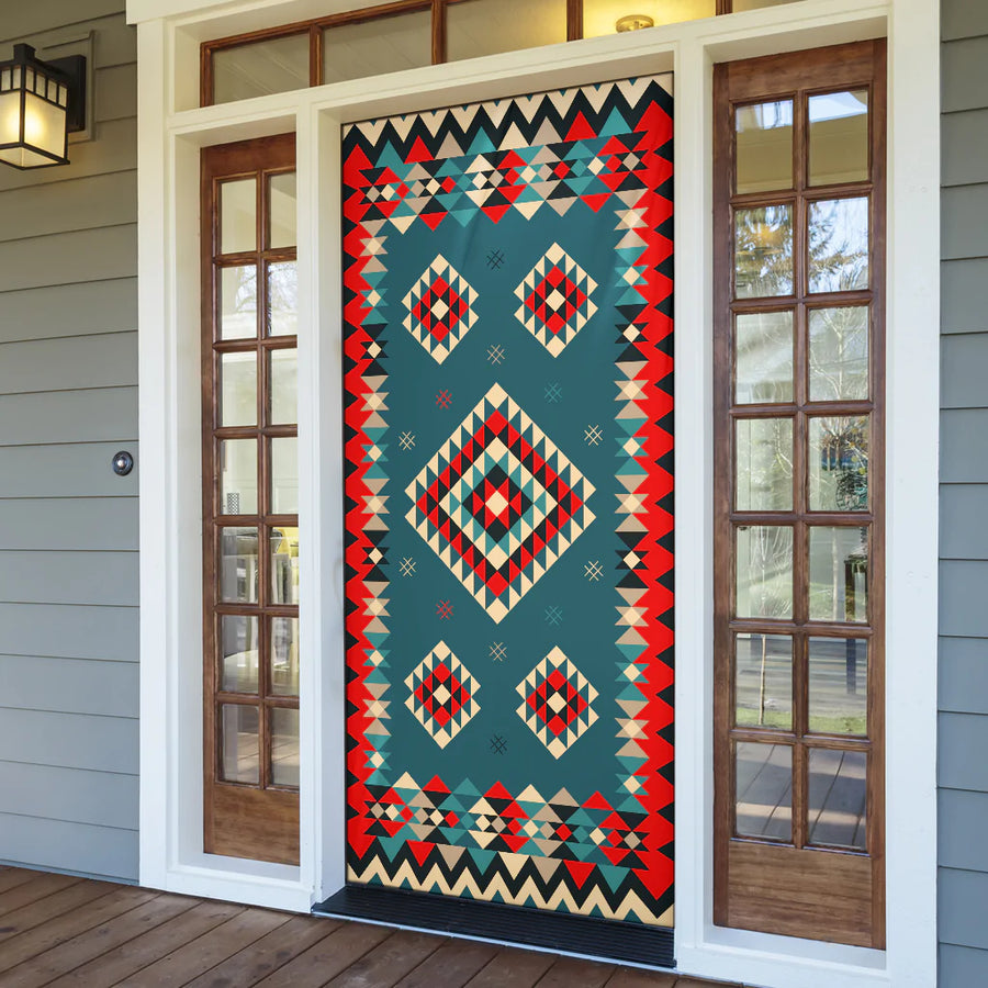 Ethnic Geometric Red Pattern Door Cover NBD