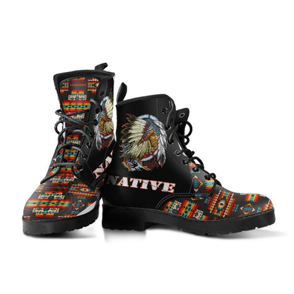 Black Pattern Native Leather Boots NBD