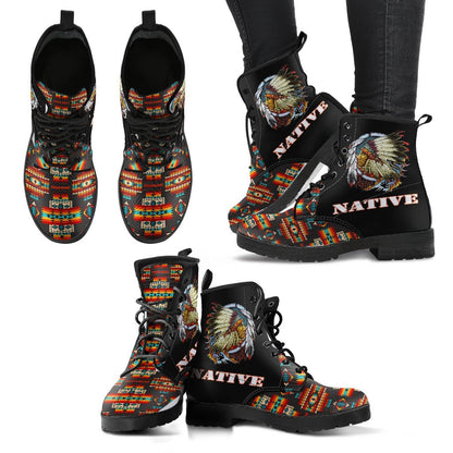 Black Pattern Native Leather Boots NBD