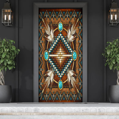 Mandala Brown Native American Door Cover NBD