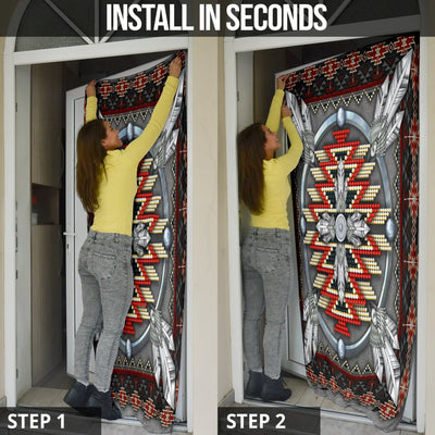 Naumaddic Arts Gray Native American Door Cover NBD