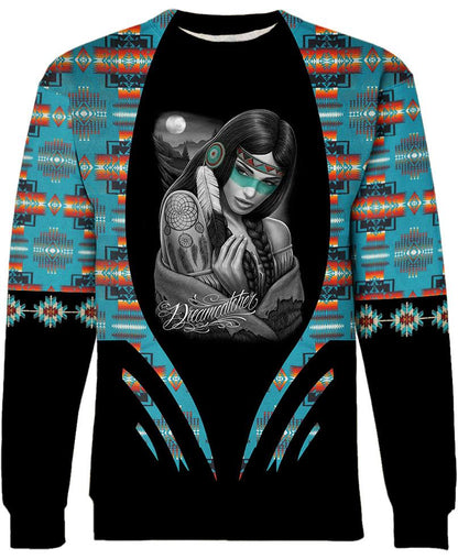 Native Girl Tribes Pattern Native American 3D Hoodie - Native American Pride Shop