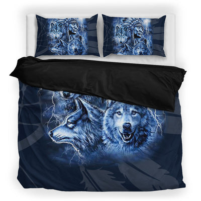 Native Three Wolves Bedding Set