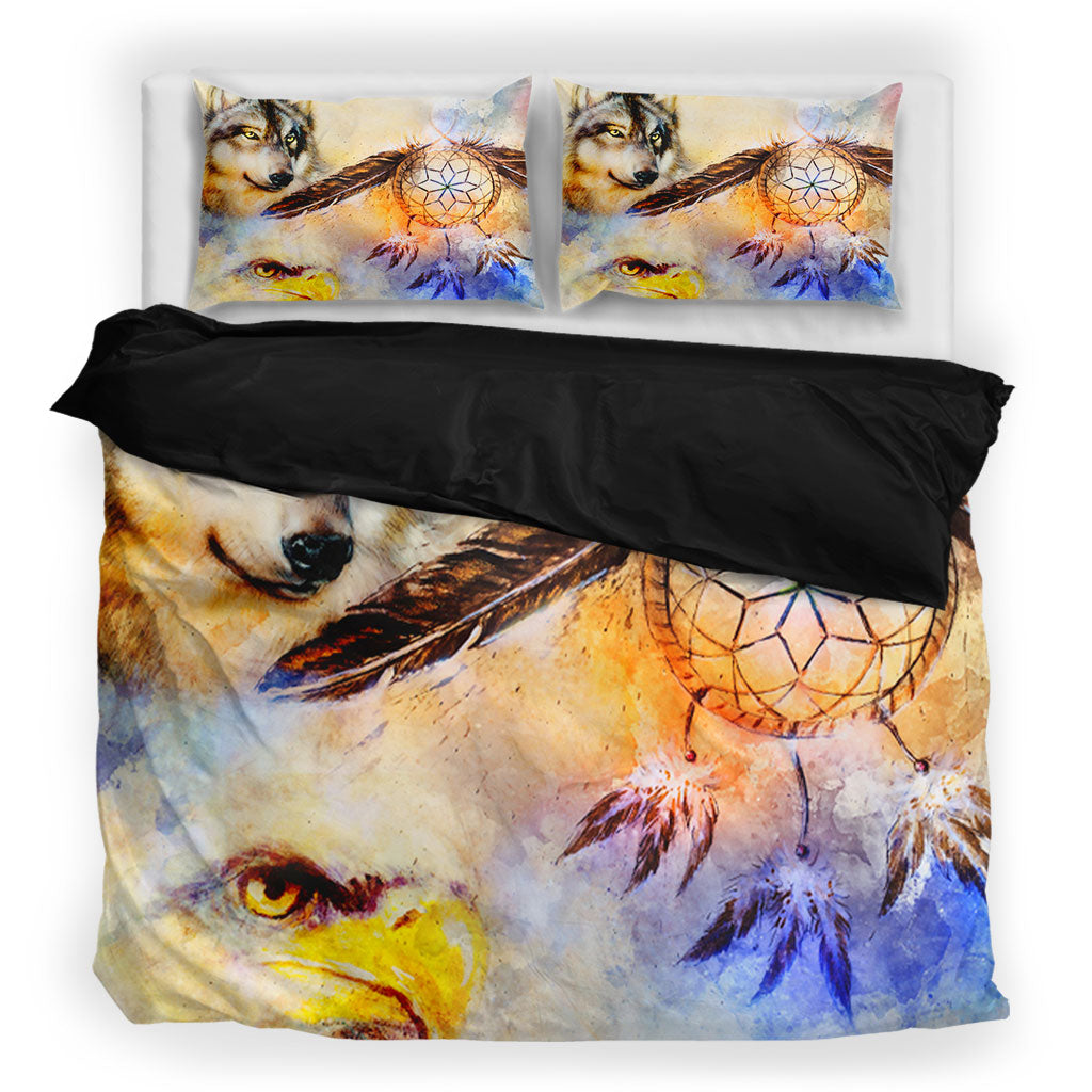 Native Wolf & Falcon Bedding Set