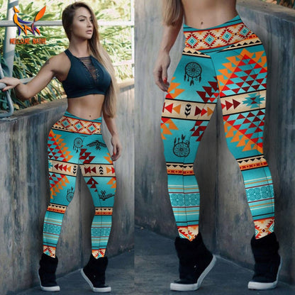 Red-Orange Motifs Dream Catcher Leggings NBD