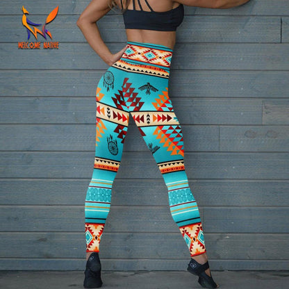 Red-Orange Motifs Dream Catcher Leggings NBD
