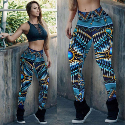 Blue Native Pattern Dream Catcher Leggings NBD