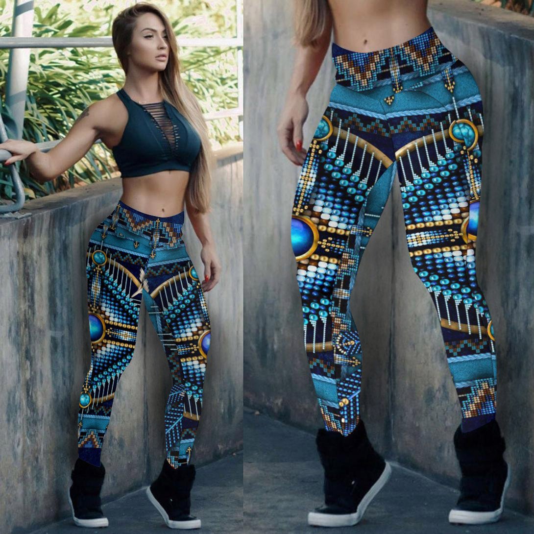 Blue Native Pattern Dream Catcher Leggings NBD