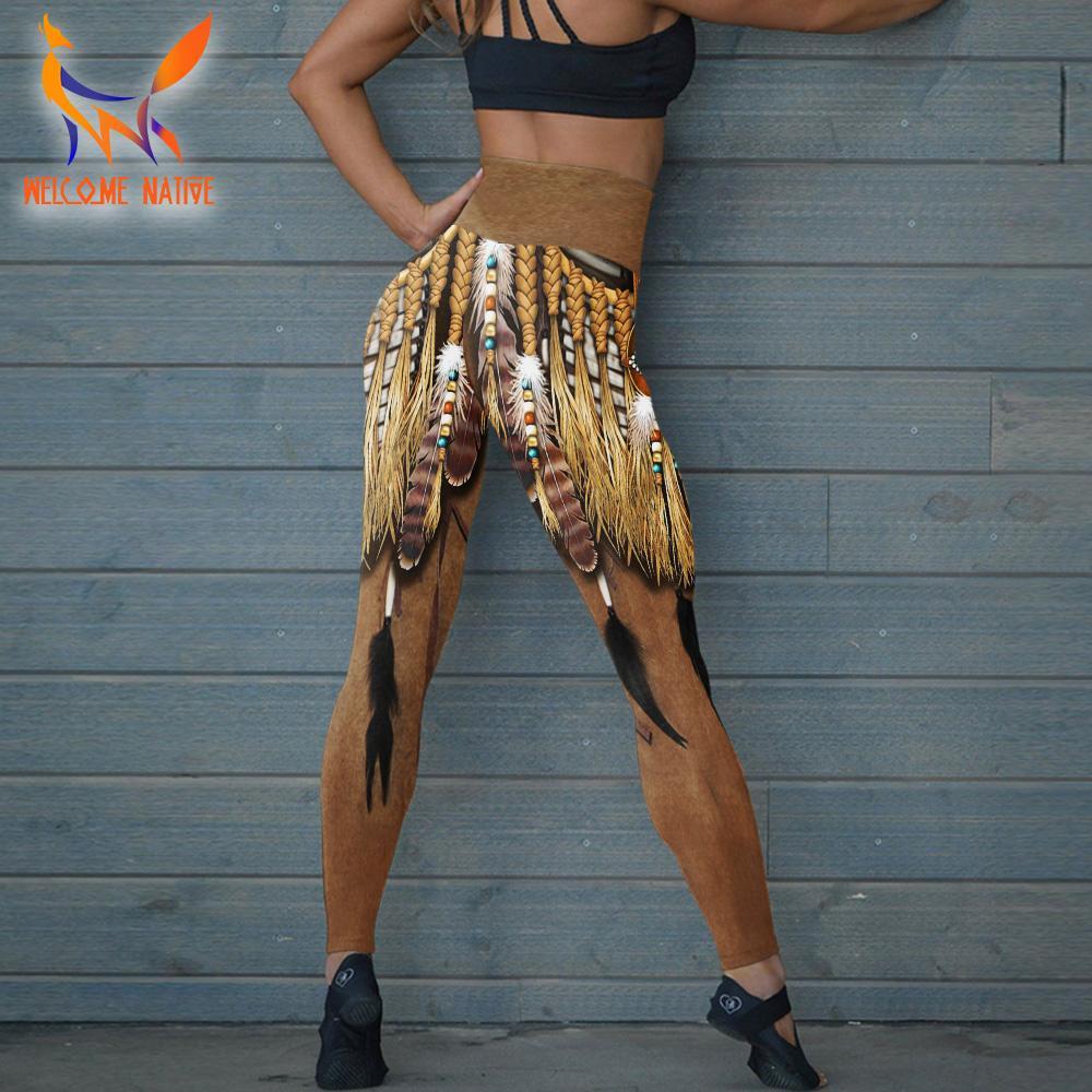 Brown Native Pattern Dream Catcher Leggings NBD