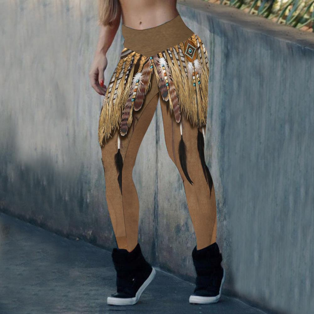 Brown Native Pattern Dream Catcher Leggings NBD